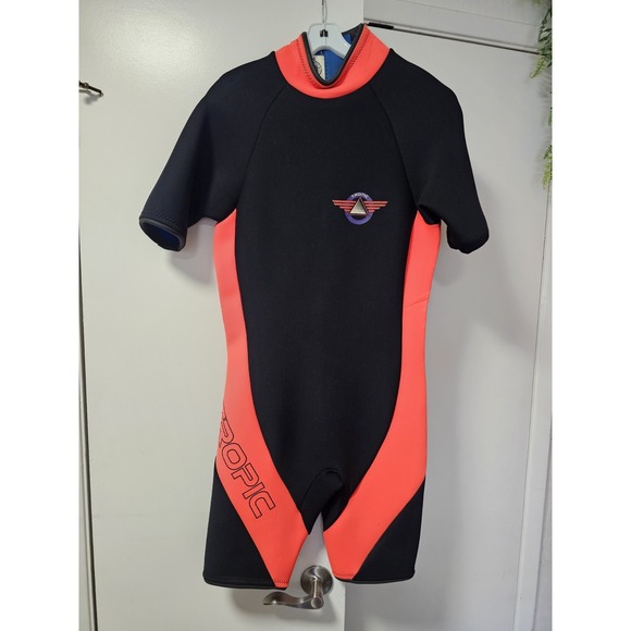 Vtg 90s SKI WARM Purple/Pink Neoprene TROPIC SHORTY WETSUIT Surf Beach Men's M